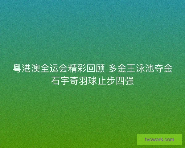粤港澳全运会精彩回顾 多金王泳池夺金石宇奇羽球止步四强